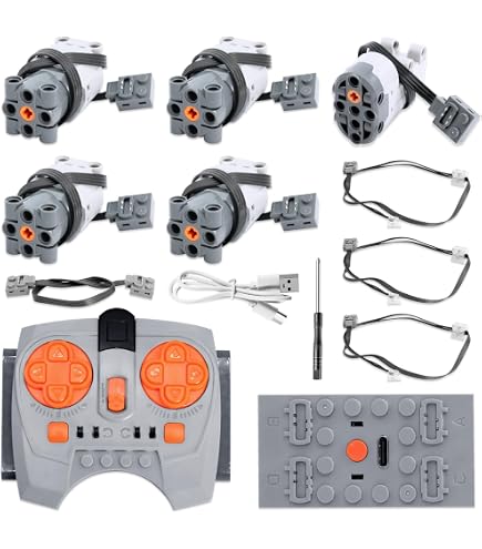 guobinZH 9 Pezzi Power-Function Technic-Parts Kit Motore Elettrico Giocattolo con Motore Telecomando M L Servomotore Scatola Batteria Estensione Wire Interruttore per Modelli DIY e Treni