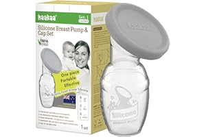 haakaa Manual Breast Pump – Patented Silicone Milk Collector, Continuous Natural Suction, Hands-Free & Silent Operation, Spill-Proof with Silicone Cap, 4oz/100ml Gray