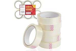 Airy-Stout Clear Packing Tape Rolls 6 Pack, 24mm X 40m Sellotape Rolls, Clear Packaging Tape for Boxes Parcels Cartons Bags, Long Adhesive Transparent Cellotape for Packing Boxes