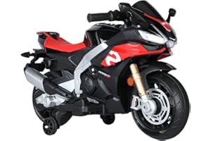 MR J TOYS&MORE Mr.J Moto Elettrica per Bambini Aprilia Racing RSV4 6V Licenza Ufficiale con Luci e Suoni Integrati Nera