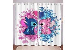 DDONVG Lilo & Stitch Verdunkelungsvorhänge, wasserdichte Stoffvorhänge Für Kinderzimmer, Stitch Anime Wohnzimmer Gardinen Sind Blickdicht Für Kinder Mädchen (8,183x160cm(BxH)/ 91.5x160cmx2)