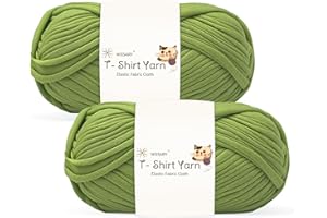 NISSARY T Shirt Yarn for Crocheting 100gx2 Chunky Crochet Yarn Elastic Fabric Set – Ideal for DIY Bags, Blankets, Baskets and Home Decor Projects (Green)