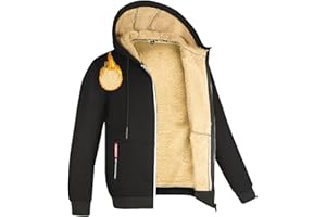 crazy bean Felpa Giaca in Pile Foderata Uomo Imbottito con Cappucio Tasche Zip Giubbotto Invernale Sportiva Classic Giache Calda