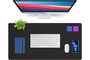 K KNODEL Duży Biurkowy Skórzany Podkładka Stółkowy, Podkładka dla Myszy i Klawiatury, Podkładka dla Komputera i Laptopa, Ochrona i Okrycie Półki, Podkładka do Pisania i Absorbent (80x40cm, Czarny)