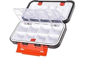 OriGlam Caja de Almacenamiento de Aparejos de Pesca, Doble Cara 16 Compartimentos (Negro)