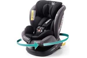 BABYAUTO - Silla de coche RODIA GR. 0+/1/2/3 – Edad: desde el nacimiento hasta los 12 años – de 0 – 36kg – Acontramarcha hasta los 18kg - Giratoria – ISOFIX- Topteather –Color: Gris