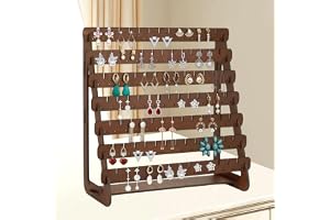 KASESSS Retro Trä Earring Holder, Earring Organizer, Earring Display, 7-skikt Earring Holder att hänga med 200 hål, Earring S