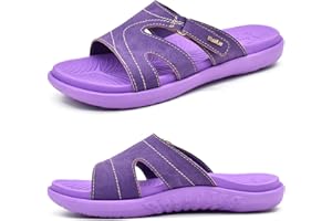 KuaiLu Womens Fashion Orthotic Slides Ladies Lightweight Athletic Yoga Mat Sandals Slip on Thick Cushion Slippers Sandals with Comfortable Plantar Fasciitis Arch Support