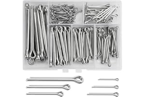 TESSTSY 230 Piezas Pasadores Partidos 6 Tamaños Diferentes de Pasadores de Chaveta M1 M2 M2.5 M3 M4 M5 Pasadores de Acero Inoxidable con Estuche de Plástico Transparente para Automoción, Náutica, Maquinaria