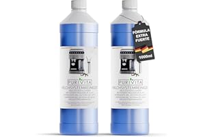 PURIVITA® Limpiador Universal del Sistema de Espuma de Leche [2x1L] - Liquido Descalcificador Cafetera - Apto para Todas las Cafeteras y Máquinas como De Longhi, Nespresso, Philipps & Krups - Antical