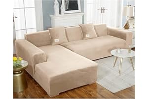 UYEOCO Velours House Canape d'angle Canapé Protecteur Extensible Housse de Canapé d'angle avec Accoudoirs 1 2 3 4 Places, Couverture de Canape?Le canapé d'angle en L Doit en Acheter Deux? ( Color : E , Size