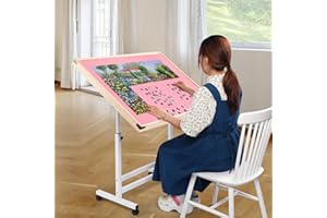 Ynredee Wooden Jigsaw Puzzle Table for Adults & Kids,Jigsaw Puzzle Storage Folding Tilting Table with Board Standing,Portable Board for Games, Gift for Puzzle Amateur (1500 Pcs with Boards NEW)