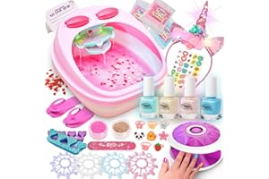 BUBBLY GIRLZ Glow in Dark Kids Spa Kit for Girls, 42+ Piece Spa Toys Set w/Waterfall Foot Spa, Nail Spa Kit, Pedicure Manicure Accessories, Perfect Spa Kit for Ages 6 7 8 9 10 11 12, Fun Birthday or Christmas Gift