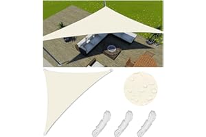 FLYSOUL Tenda a Vela Parasole Vela Ombreggiante Triangolare Impermeabile Tenda a Vela Giardino Protezione UV 98% Tende da Sole con Corda di Nylon e Anello D per Esterno Giardino 2.1x2.1x3M