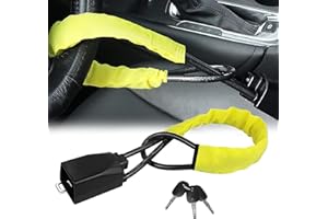 MOCOLI Bloqueo de volante para coche, universal, antirrobo, inmovilizador desde el volante hasta el enchufe de cinturón con 3 llaves para coches, camiones, furgonetas, amarillos