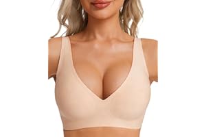HOWIN Jelly Bras for Women Deep V Wireless Push Up Bra Full Coverage No Underwire Seamless Bras Plunge Comfort Everyday Tshir