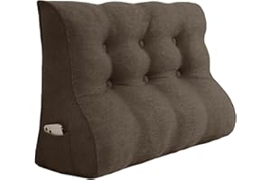 ‎BNCKTRD BNCKTRD Großen Keil Lesekissen Hoher Rückenlehne Lendenkissen Erleben Sie Ultimative Entspannung und Lesevergnügen mit Waschbar Leinen Bezug 100cm Braun