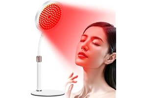 HOTTOERAK Red Light Lamp with Base, 660nm & 850nm Infrared Lamp, 100LEDs Dimmable Red Light with Timer, Adjustable Angle Gooseneck Red LED Lamp for Face/Neck/Back