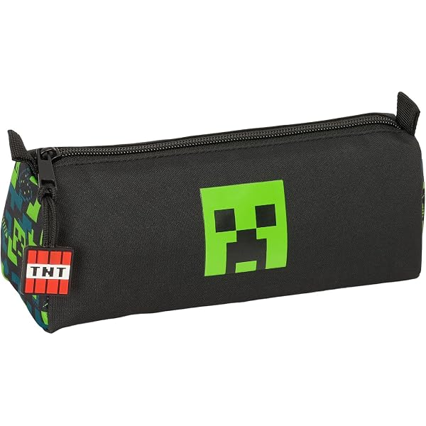 Trousse Scolaire Minecraft TNT – Triple Fermeture, 3 Compartiments | Matière Polyester Résistant, Légère, Lavable, Pour Enfants Et Ados