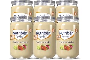 Nutribén Potitos, Tarrito de Frutas Variadas, Para Bebés a partir de 6 Meses, Sin Almidones, Sin Azúcares Añadidos, Pack 6 Unidades de 235 g
