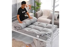 OMKUOSYA Materassi futon addensati Materasso da terra Tatami giapponese Materasso pieghevole arrotolabile Materassino pieghevole pieghevole singolo Futon giapponesi doppi ( Colore : Grey , Misurare : Twin(120x