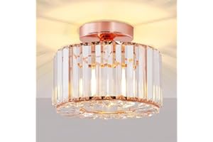 Seruno X Lampadario Moderno in Cristallo Oro, Plafoniera con Paralume in Vetro, Plafoniera a Semi-incasso E27 per Soggiorno, Camera da Letto, Cucina, Sala da Pranzo, Corridoio, Bagno, Ingresso