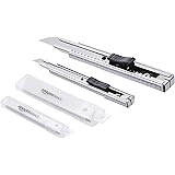 Amazon Basics - Taglierino multiuso autobloccante, con corpo in lega di zinco, in confezione da 2 pezzi con 20 lame SK5 extra