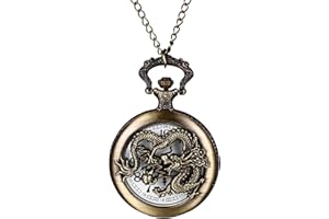 JewelryWe Prezent na Dzień Ojca Zegarek kieszonkowy Męski Retro Royal Flush/Kompas / Kwiaty/Dzwonek/Motocykl Zegarek łańcuchowy Analogowy Zegarek kwarcowy Wisiorek z naszyjnikiem, łańcuszkiem, brąz,