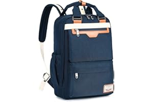 Myhozee plecak damski/męski, plecak dzienny z kieszenią na laptopa o przekątnej ekranu 15,6" i kieszenią antykradzieżową, wodoszczelny, plecak szkolny, na uczelnię, do podróży, użytku w czasie wolnym i do pracy, niebieski, L