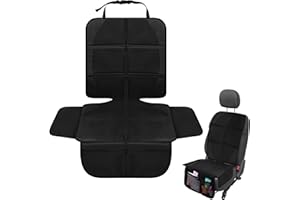 Qirc Coprisedili per auto per bambini, impermeabili coprisedili impermeabili per auto per bambini, con tasche in rete e imbottitura spessa e antiscivolo, linea nera