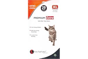 20 Extra Strong Thick Durable XL (Extra Large - 100 x 48 cm) Cat Litter Tray Liners with Extra Strong Drawstrings from Easy Applicator. For Large, XL & Jumbo Trays + Boxes. For most types Cat Litter.