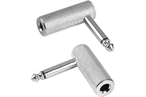 Times Mark 2PCS 6.35mm Jack Right Angle Adapter - Jack TS Right Angle Guitar Adapter, 6.35 mm TRS Audio Connector for Electric Guitars, Bass AMP, Mixers & Equalizers