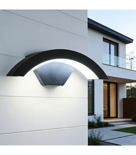 Auraglow Black Indoor/Outdoor Swivel LED Wall Light - Warm White 3000K, IP54, Adjustable