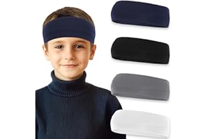 CIATBYYJ Lot de 4 bandeaux de sport souples pour enfants - Bandeau élastique pour filles et garçons - Respirant - Antidérapant - Pour la course, le football, le cyclisme, l'évacuation de l'humidité