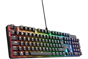 TRUST GAMING GXTrust 871 Zora Teclado Mecánico Español QWERTY con Iluminación RGB, Interruptores Lineales Huano, N-Key Rollover Anti-ghosting, Teclado Gaming Programmable con Cable USB para PC Portátil