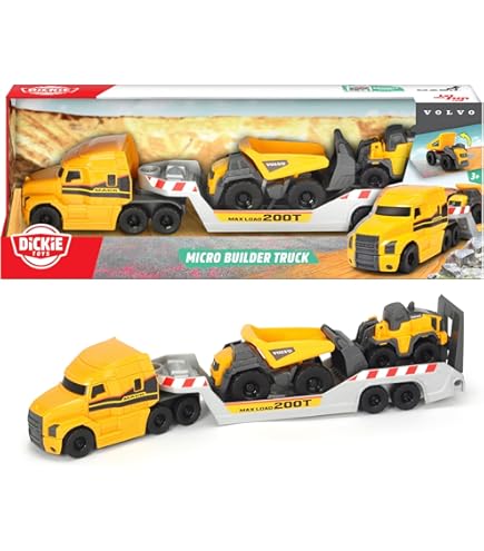 Dickie Toys Micro Builder Volvo Remorque Avec Camion à Benne Basculante