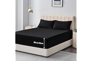 ‎AISBO Aisbo Spannbettlaken 180x200cm Bettlaken Boxspringbett - Bett Laken Schwarz 180x200 aus Premium Mikrofaser, weiches Spannbetttuch 180 x 200 Steghöhe 40cm für Wasserbett Bed Fitted Sheet