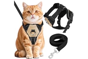 JOKUREAO 2Pcs Cat Harness and Lead Set, Escape Proof Adjustable Kitten Harness with Reflective Vest and Leash, Soft Mesh Cat Vest Harness for Small Medium Cats, Comfortable Walking Cat Leash