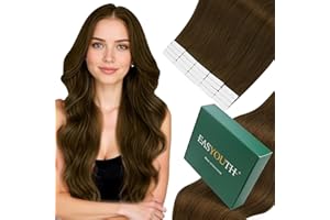 ‎EASYOUTH Easyouth 60cm Echthaar Tapes Extensions Braun Tape in Echthaar Extensions Invisible Tape Extensions Echthaar Naturlich Glatt 60 cm 50g Mittelbraun #4 20pcs
