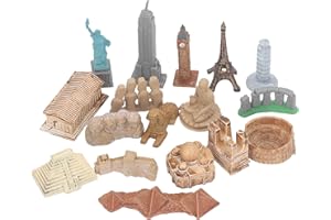 lvifloae 17 Pezzi Kit di Costruzione di Monumenti Storici, Statua della Libertà Torre Eiffel, Edifici Antichi in Miniatura Giocattoli in Tutto il Mondo Edifici in Miniature di
