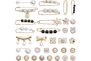 MAIXINNEW 46 Stück Brosche Damen Perlen, Broschen für Kleidung, Mrosche Ausschnitt Verkleinern für Strickjacken, DIY Dekoration, Kleider, Pullover