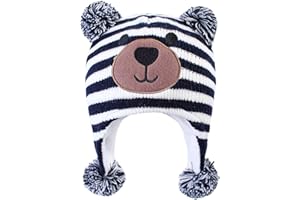 LANGZHEN Gorra de bebé de Invierno para niños pequeños en la Ciudad de Lang, Gorra térmica de Punto con Tapa de Oreja y Revestimiento de Lana pequeña Beanie
