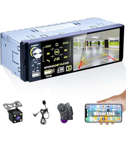 Autoradio 1 DIN Avec Carplay Et Android Auto Sans Fil - Écran Tactile 6,8 Pouces - Mirror Link, USB-C, Radio FM, Caméra De Recul Incluse