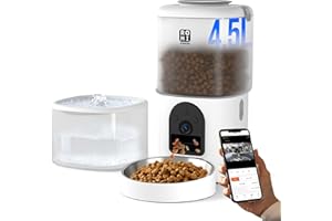 Romiromi Automatic Cat Feeder,4.5L Cat Food Dispenser for Dry Food and 2.5L Water Fountain,1080P HD Video,APP Control,2.4G & 5G WiFi,Up to 1-10 Meals Per Day,Dining Scene and Feeding Log Record