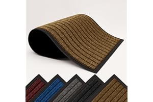 AMEHA Door Mat Indoor & Outdoor Heavy Duty Rubber Door Mats 40x60 Cm Dirt Trapper Non Slip Washable Barrier Floor Mat Entrance Rug Shoes Scraper Super Absorbent Front Doormats, Brown