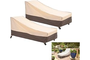 F&J Outdoors Housse pour Chaise Longue de Jardin, imperméable, résistante aux UV, Protection Contre la Neige en Hiver, 2 pièces, 218x76x35,5/76cm, Beige