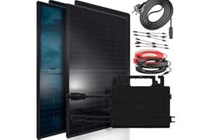 SUNNIVA 2392W Balkonkraftwerk 800W komplett Steckdose, Astro Energy 800W Wechselrichter, PV Solaranlage Komplettset, 4x 460W BIFAZIAL, FULL BLACK, Glas-Glas Solarmodule, inkl.5m Kabel, Bluetooth