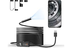 Technaxx USB-C Endoskopkamera TX-386 – Inspektionskamera med Ljus, 5 m Halvstyv Kabel, 8 Justerbara LED-lampor, IP67, HD för