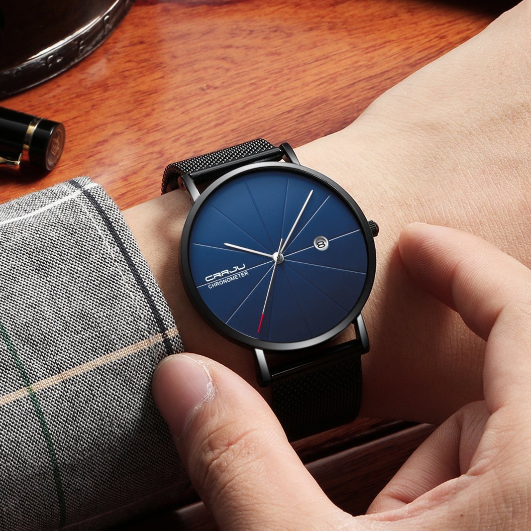 Reloj de pulsera para hombre, minimalista, cuarzo, analógico, resistente al  agua, ultrafino, correa de malla con… - DE RELOJES