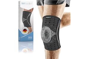 bonmedico Orthopädische Meniskus Kniebandage für Damen u. Herren - Bandage für Knie Links/Rechts - Kraftsport, Fitness, Sport, Arthrose, Alltag - Wellness Geschenke für Männer und Frauen - Grau, M